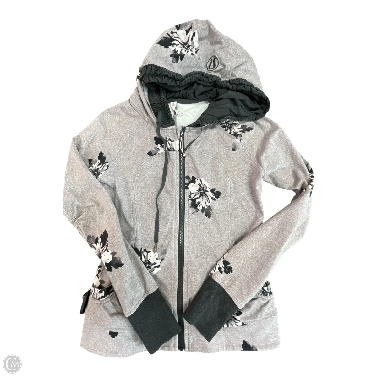 Athletic Jacket By Lululemon In Black & Grey, Size: 8