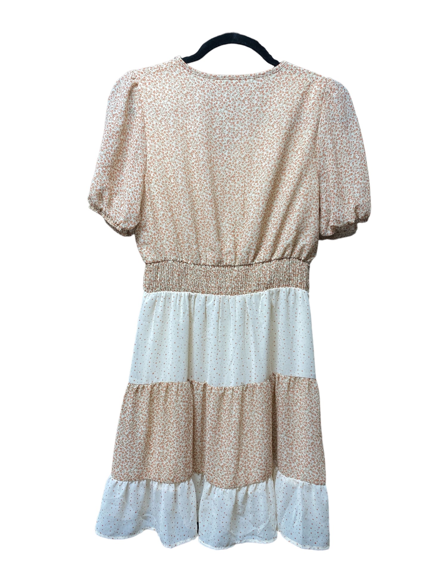 Cream & Tan Dress Casual Short Paper Crane, Size S