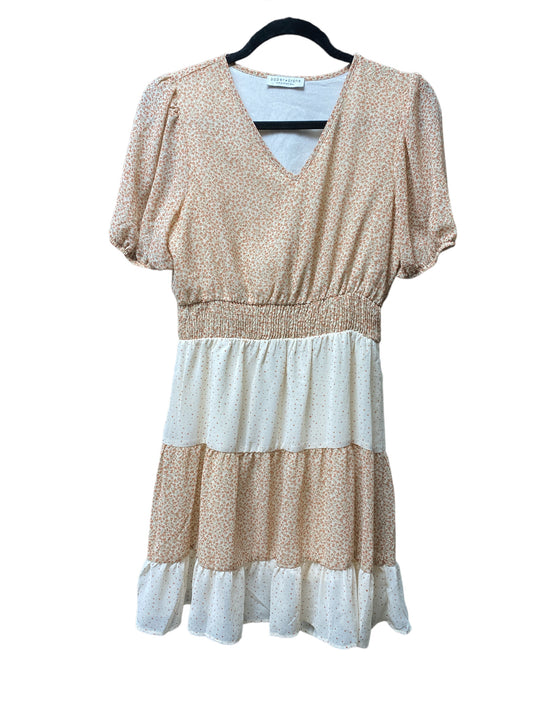 Cream & Tan Dress Casual Short Paper Crane, Size S