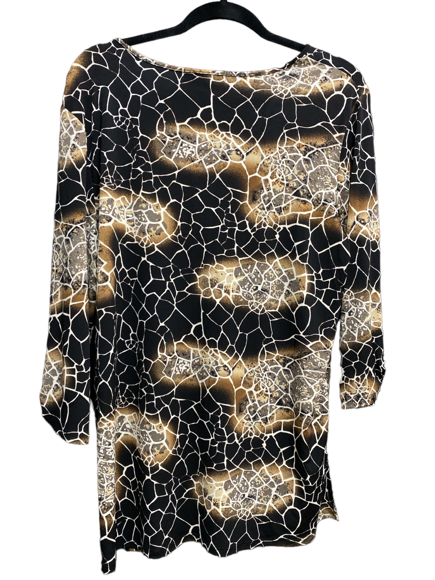 Top 3/4 Sleeve By Liz McCoy In Black & Tan, Size: Xl