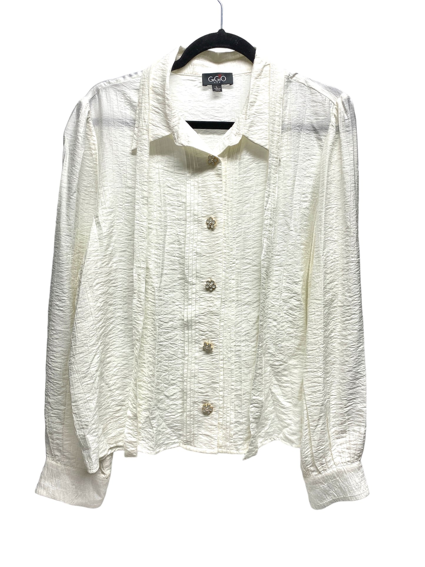 Top Long Sleeve By Gigio In Cream, Size: L