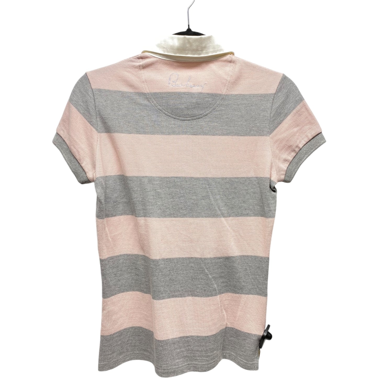 Top Short Sleeve Luxury Designer By Burberry In Grey & Pink, Size: S