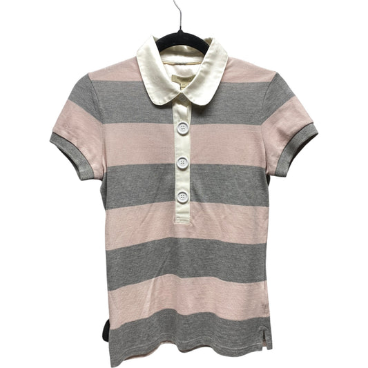 Top Short Sleeve Luxury Designer By Burberry In Grey & Pink, Size: S