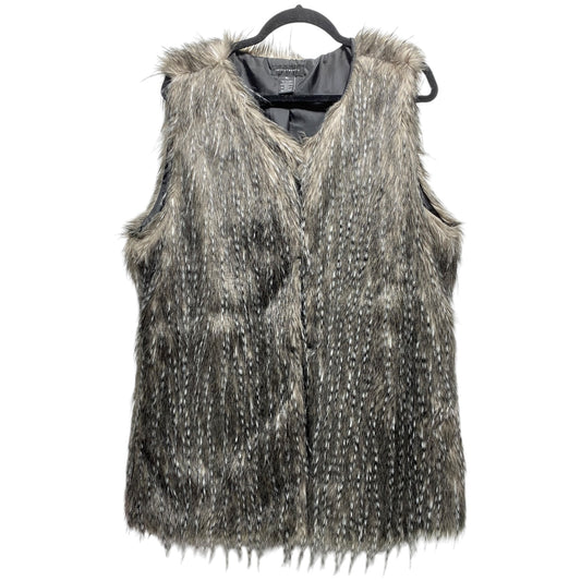 Vest Faux Fur & Sherpa By Investments In Black & Brown, Size: Xl