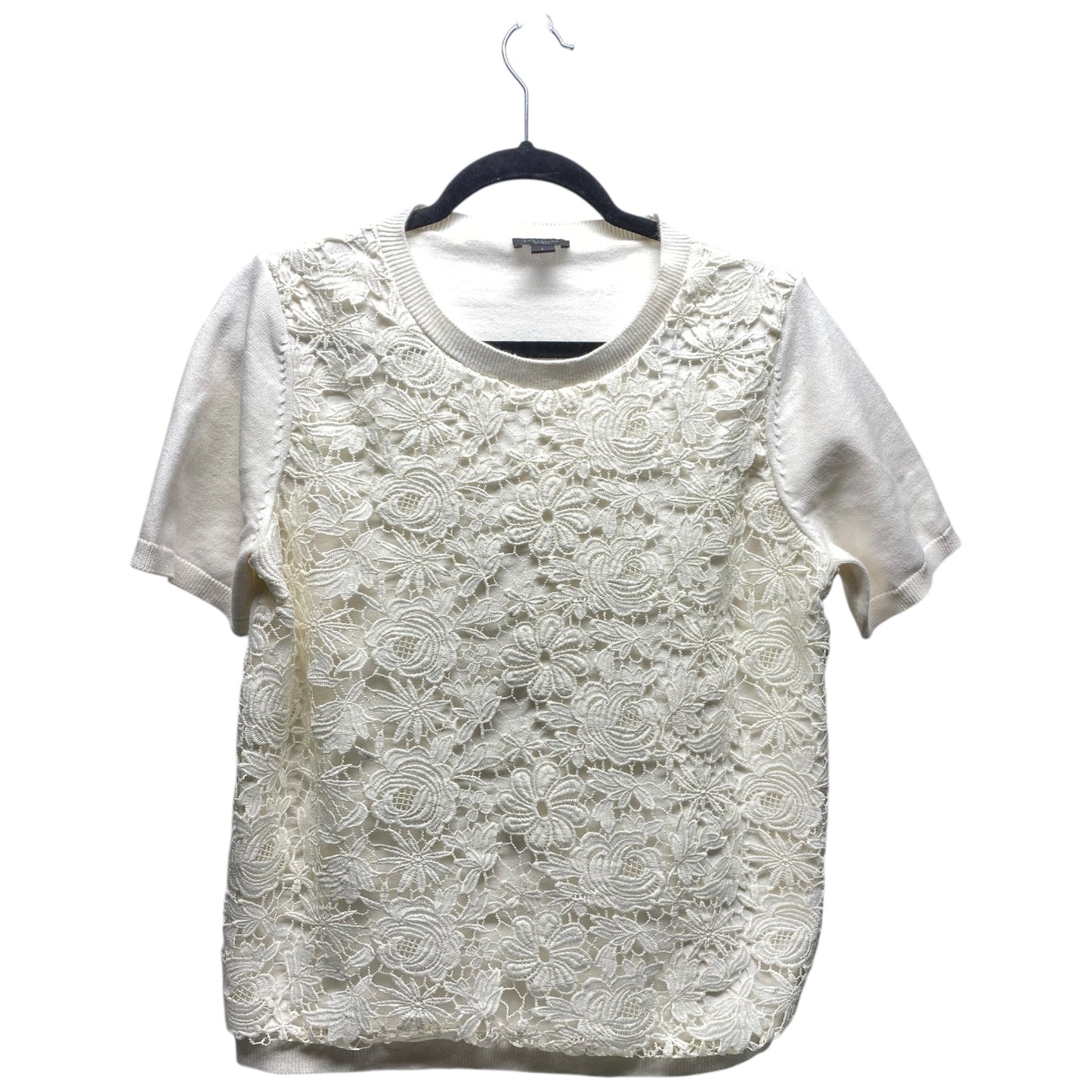 Sweater Short Sleeve By Ann Taylor In Cream, Size: L