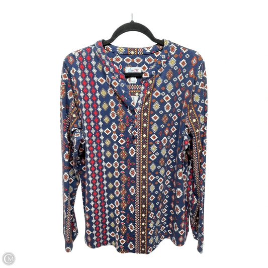 Top Long Sleeve By Denim And Company In Multi-colored, Size: L