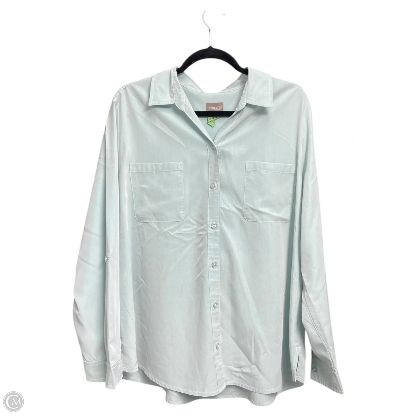 Top Long Sleeve By Chicos In Aqua, Size: Xl