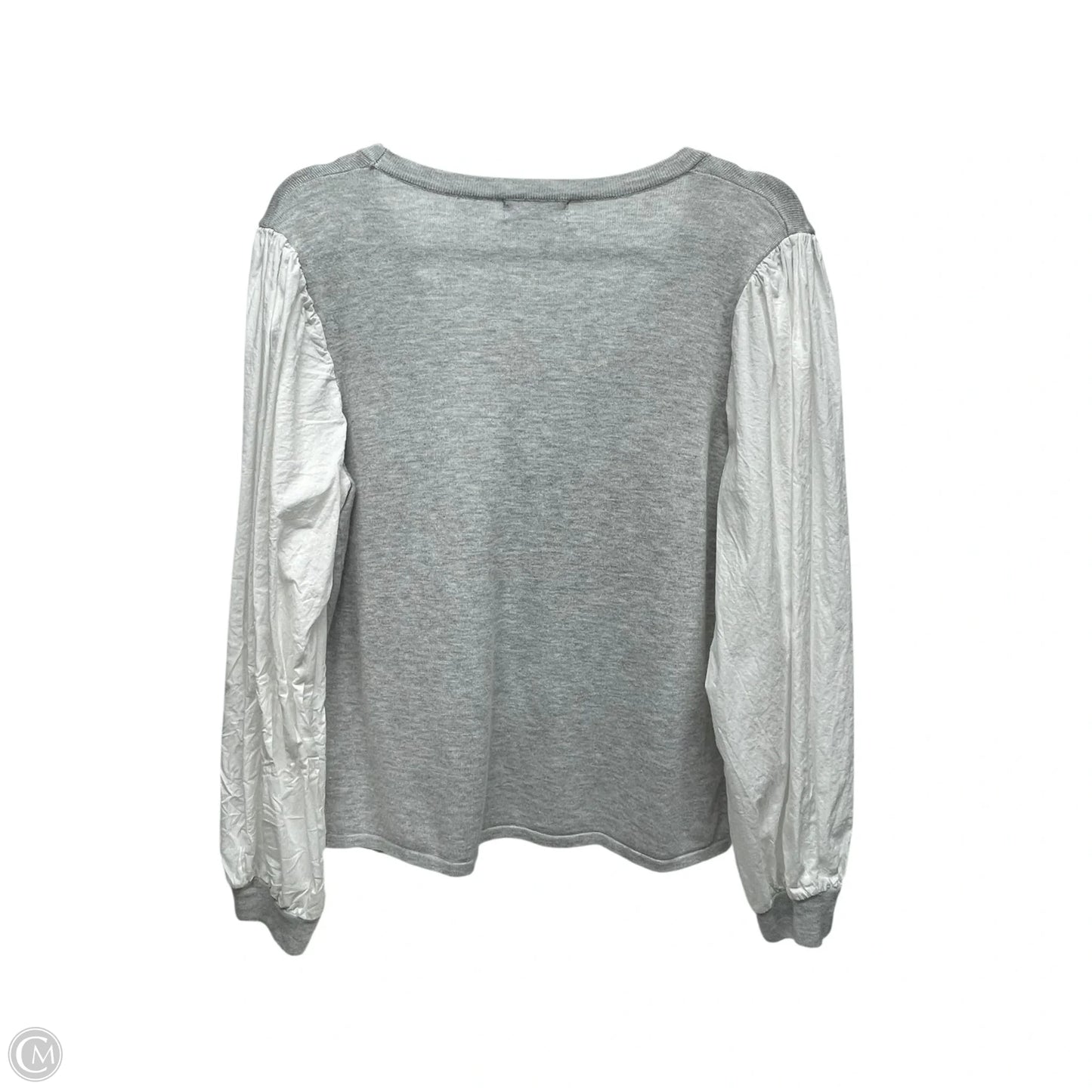 Sweater Cardigan By Tahari By Arthur Levine In Grey & White, Size: L