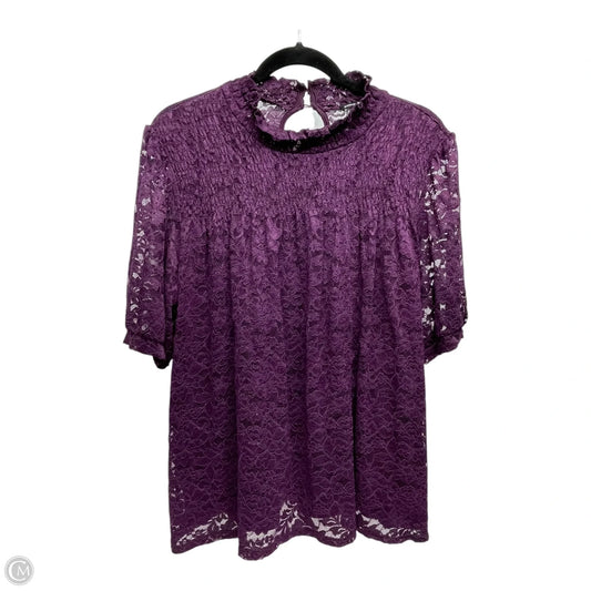 Blouse Short Sleeve By Cable And Gauge In Purple, Size: Xl