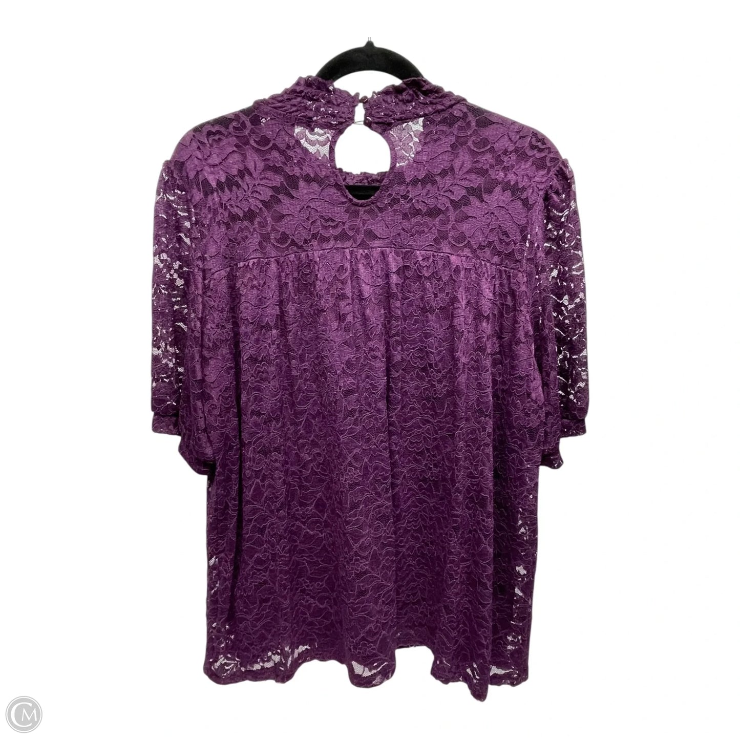 Blouse Short Sleeve By Cable And Gauge In Purple, Size: Xl