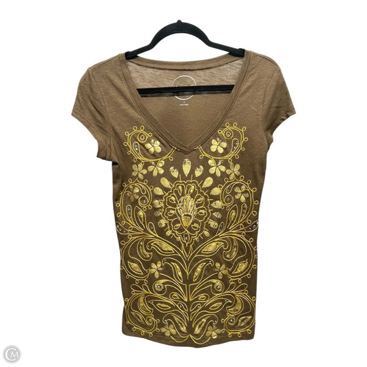 Top Short Sleeve By Inc In Brown & Gold, Size: S
