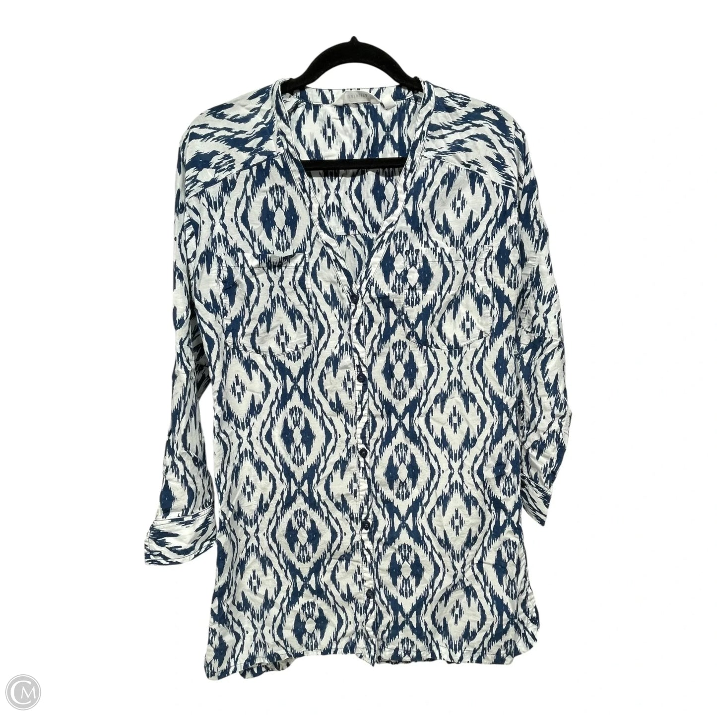 Tunic Long Sleeve By Athleta In Blue & White, Size: S