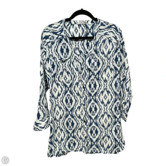 Tunic Long Sleeve By Athleta In Blue & White, Size: S