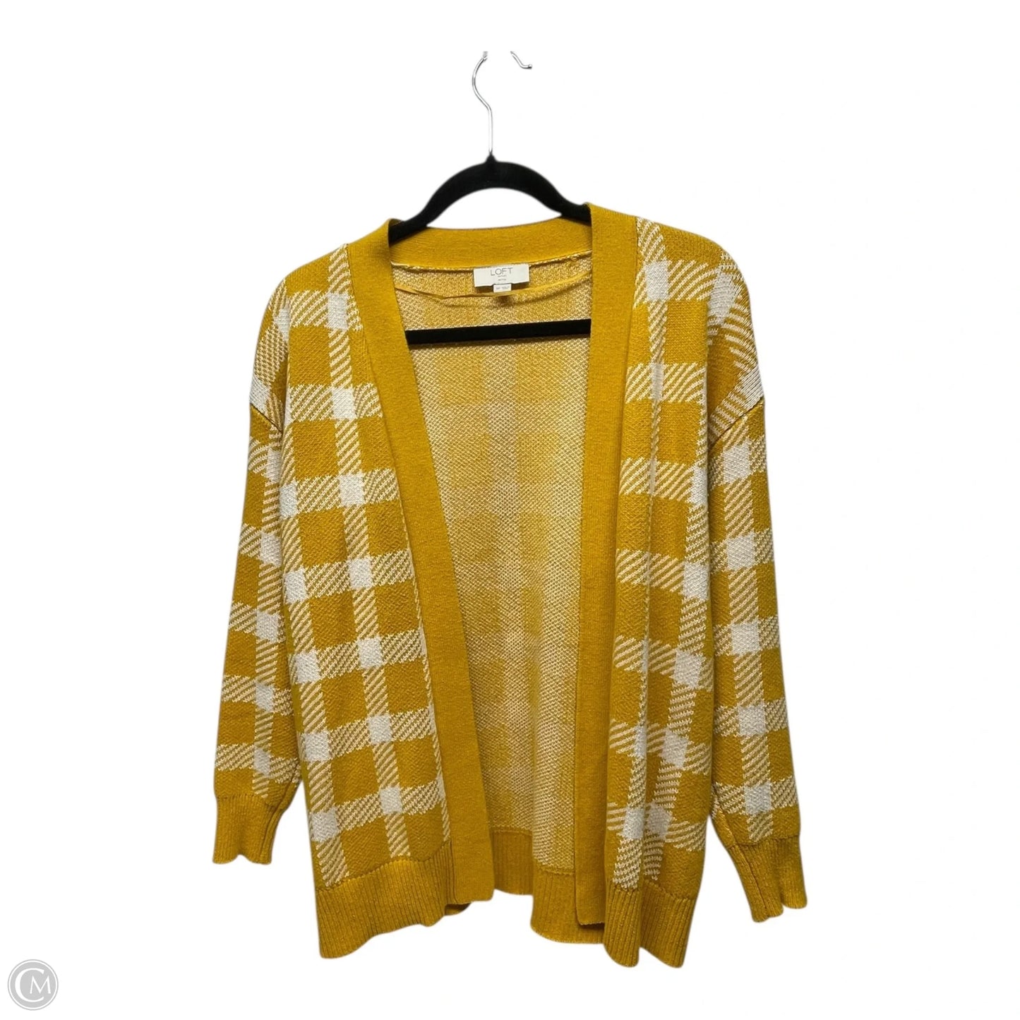 Sweater Cardigan By Loft In White & Yellow, Size: Sp