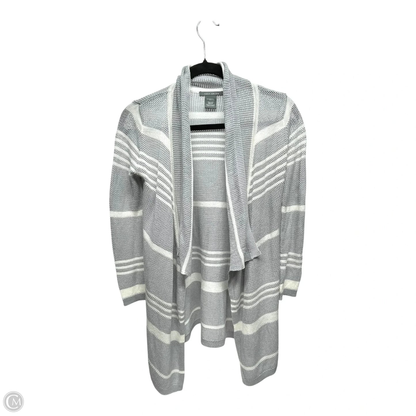 Sweater Cardigan By SUZY SHIER In Grey & White, Size: Xs