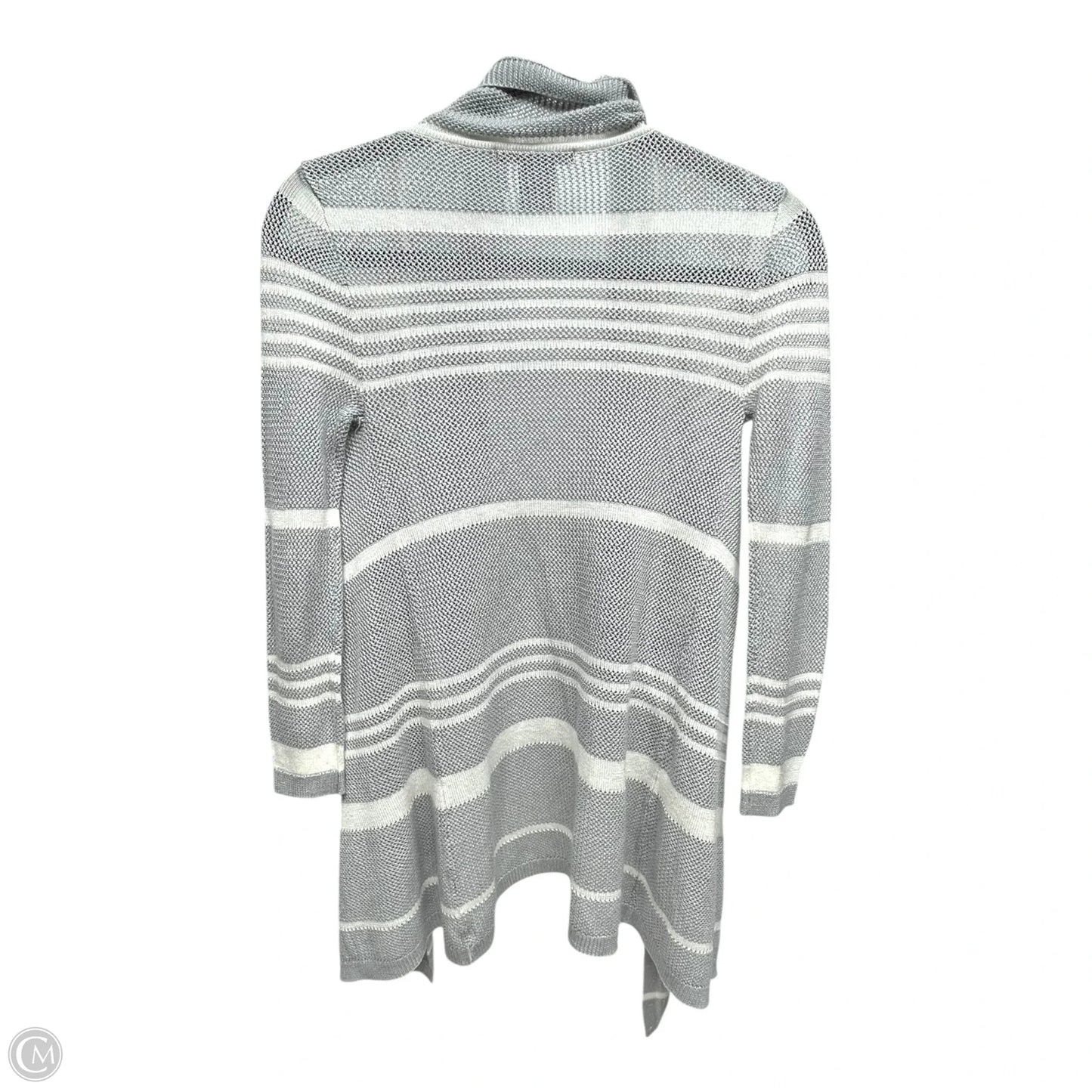 Sweater Cardigan By SUZY SHIER In Grey & White, Size: Xs