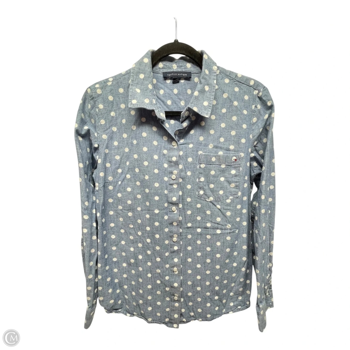 Top Long Sleeve By Tommy Hilfiger In Polkadot Pattern, Size: L