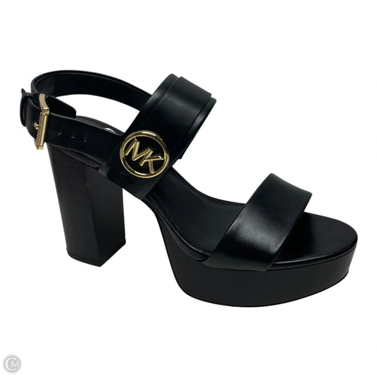 Sandals Heels Block By Michael By Michael Kors In Black & Gold, Size: 6.5