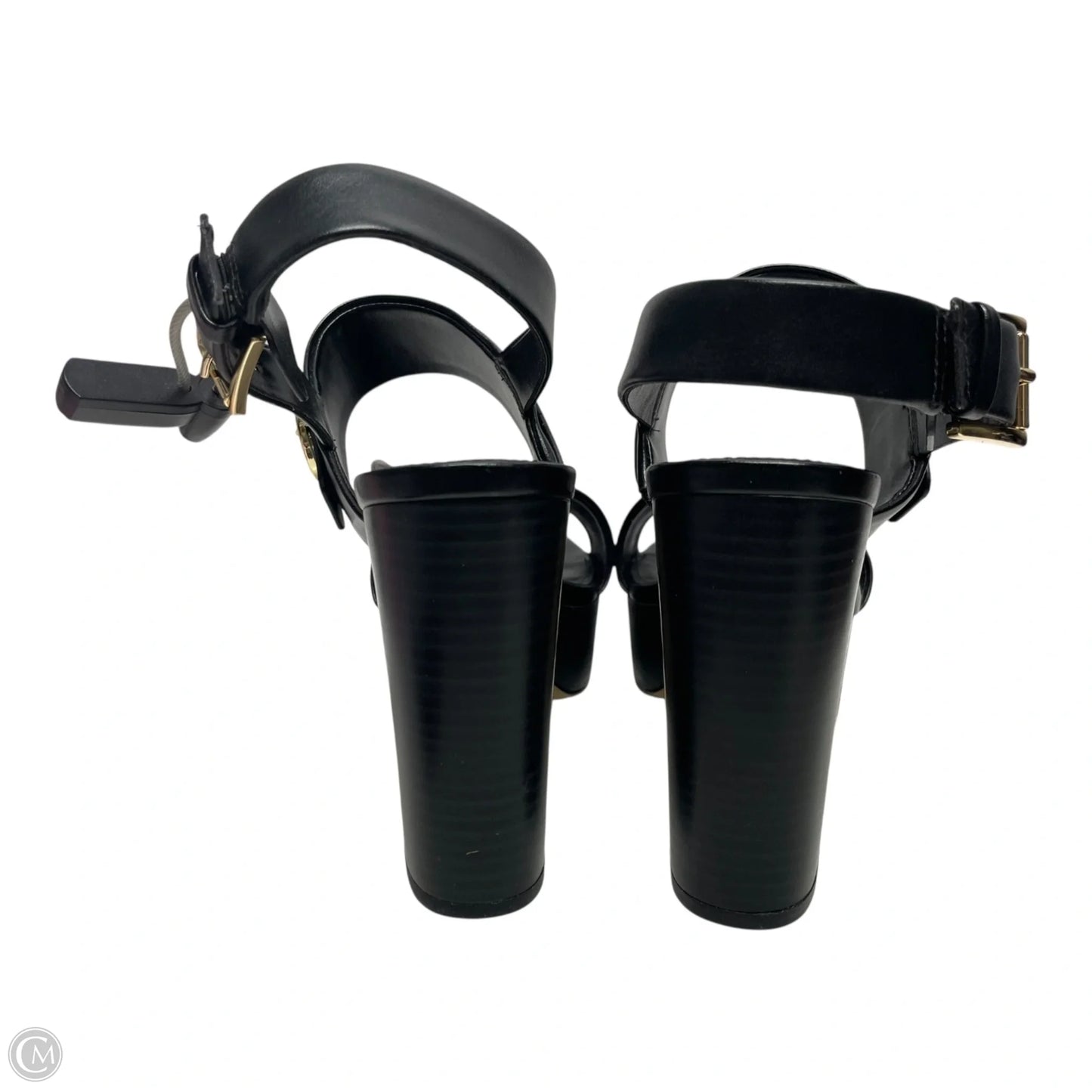 Sandals Heels Block By Michael By Michael Kors In Black & Gold, Size: 6.5