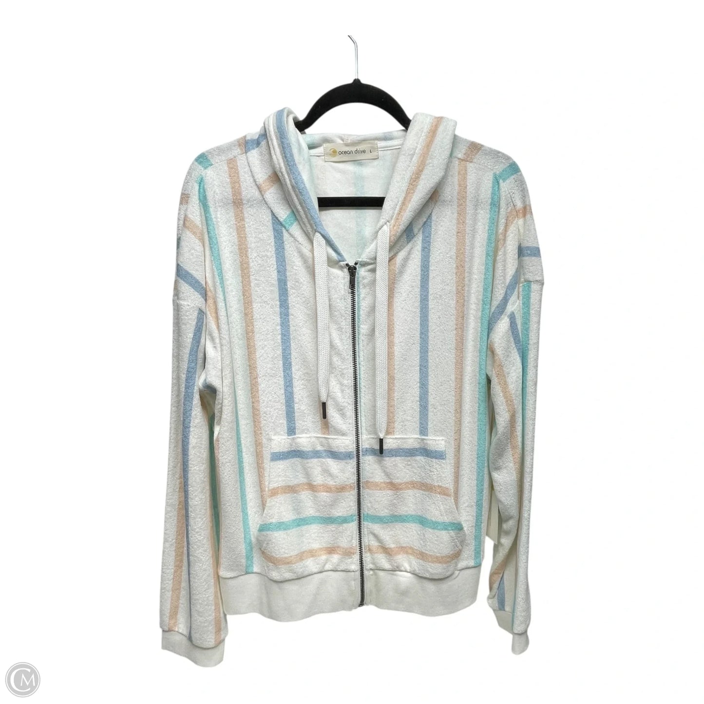 Sweatshirt Hoodie By Ocean Drive In Striped Pattern, Size: L