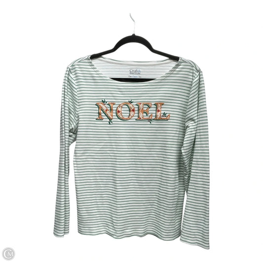 Top Long Sleeve By Croft And Barrow In Green & White, Size: M