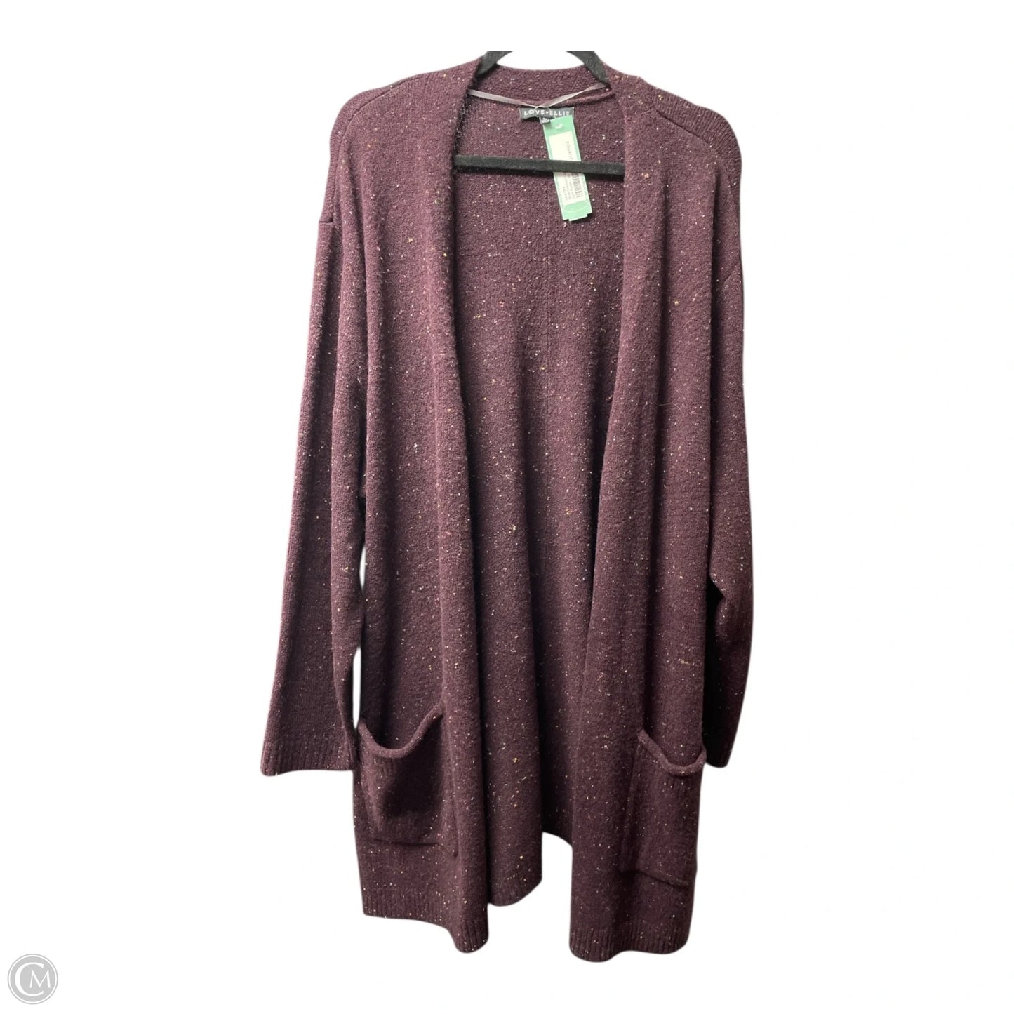 Sweater Cardigan By Love Ellie In Maroon, Size: 3x
