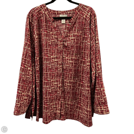 Blouse Long Sleeve By Catherines In Maroon, Size: 2x