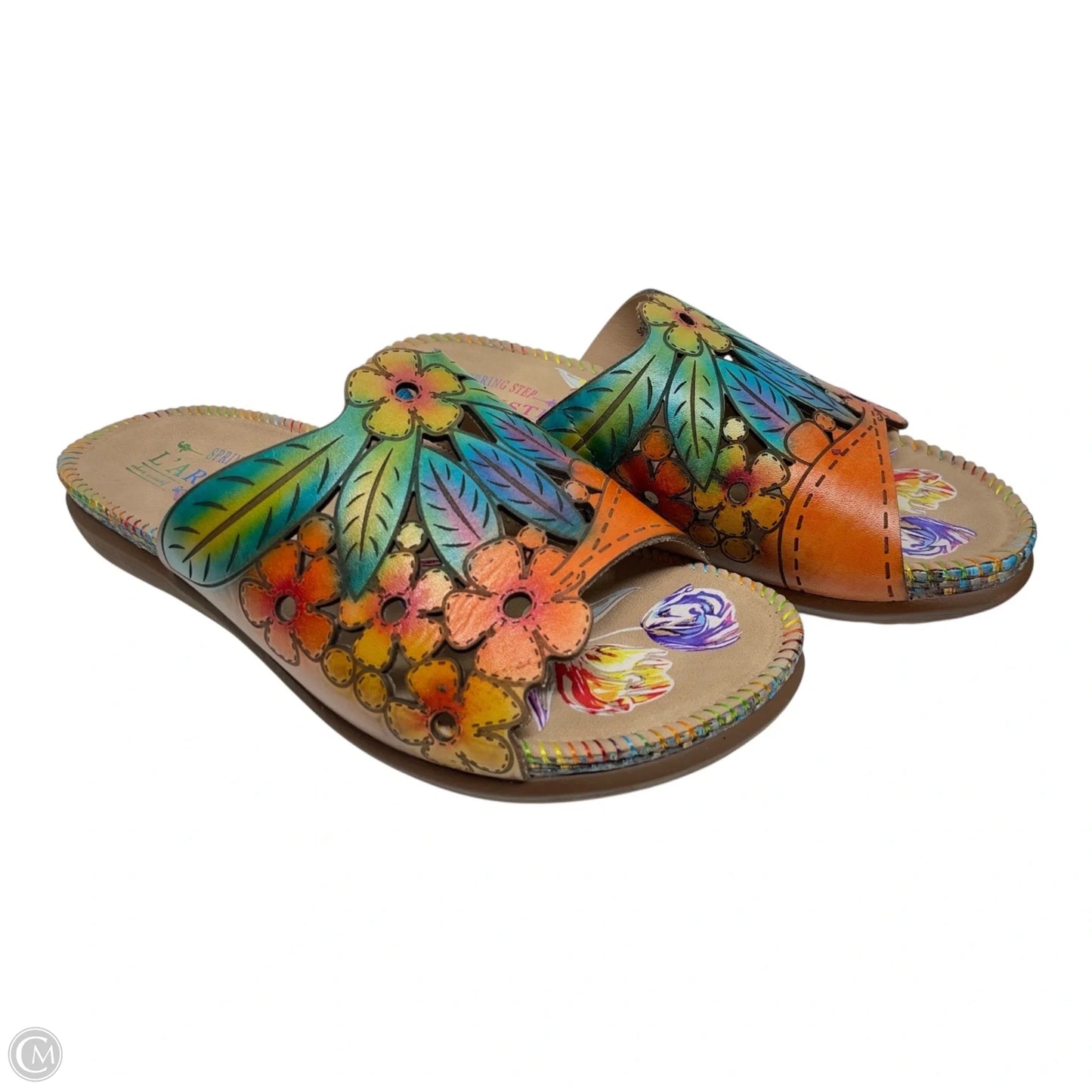 Sandals Flats By Spring Step In Tropical Print, Size: 6.5