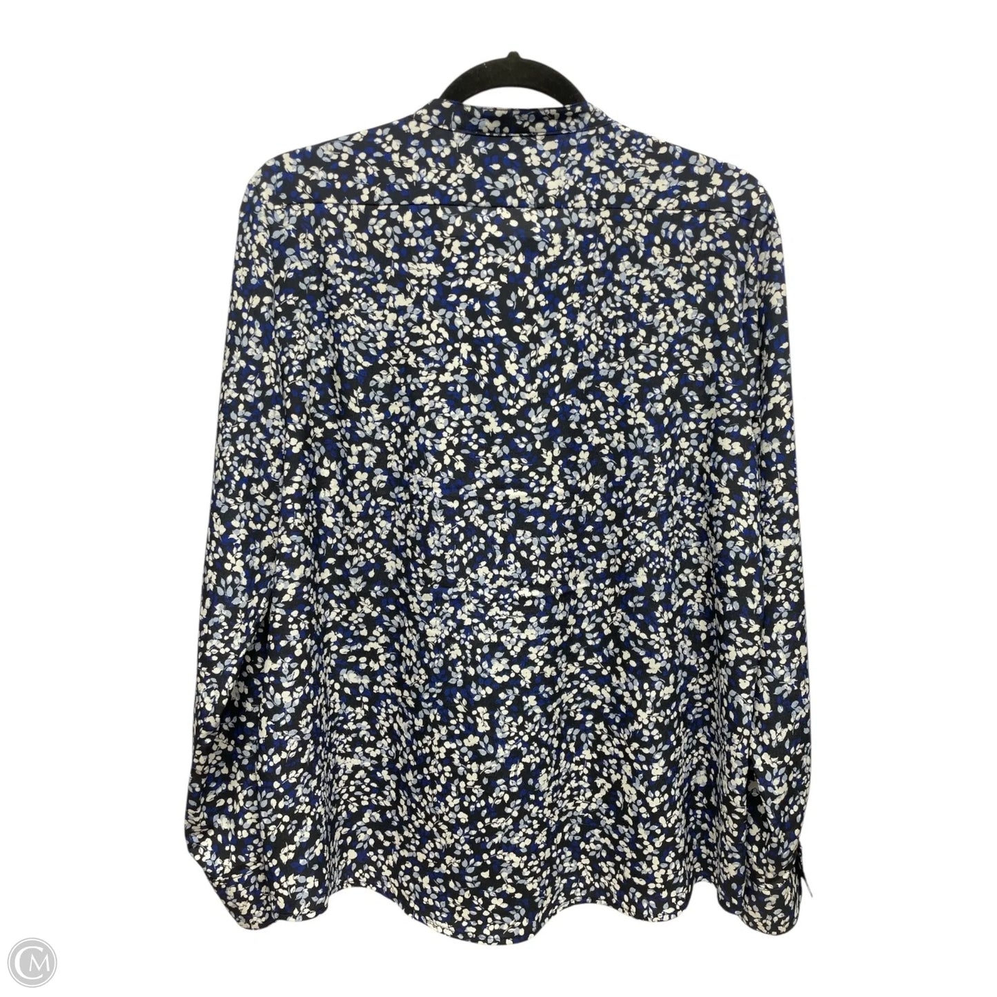 Top Long Sleeve By Calvin Klein In Black & Blue, Size: L