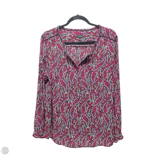 Top Long Sleeve By Talbots In Black & Pink, Size: L