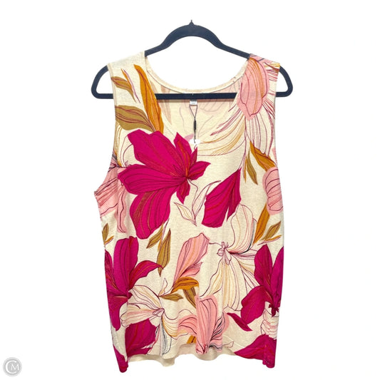 Vest Sweater By Chicos In Floral Print, Size: L
