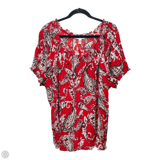 Top Short Sleeve By Croft And Barrow In Paisley Print, Size: 2x