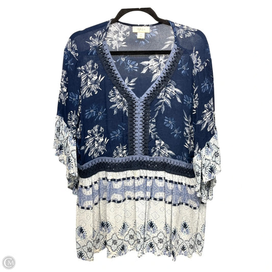 Top Short Sleeve By Style And Company In Floral Print, Size: Xl