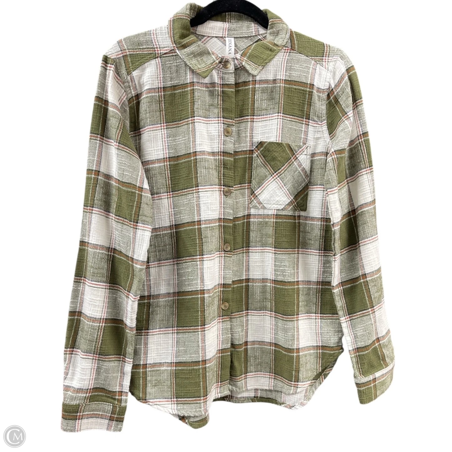 Top Long Sleeve By Zenana In Plaid Pattern, Size: S