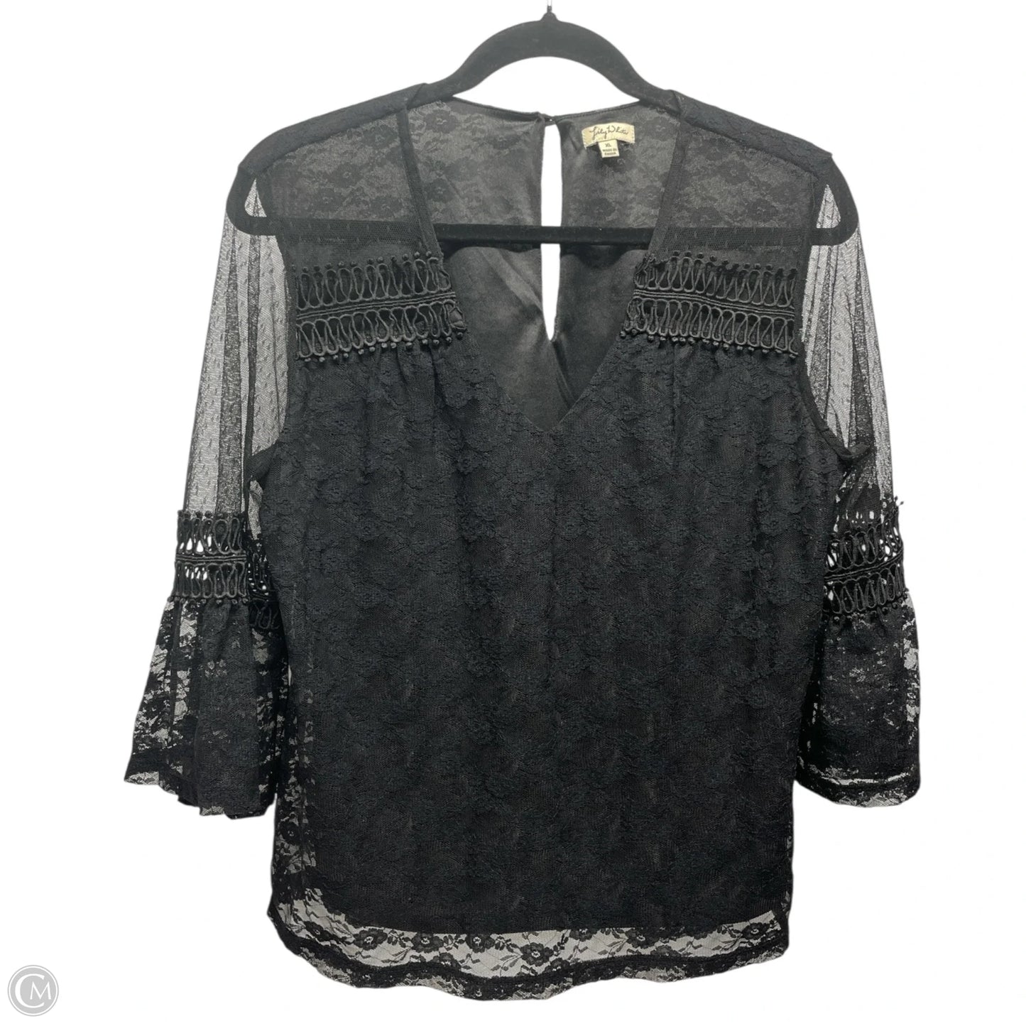 Top 3/4 Sleeve By Lily White In Black, Size: Xl