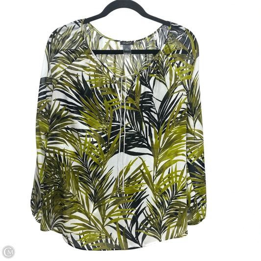 Blouse Long Sleeve By Ann Taylor In Tropical Print, Size: M