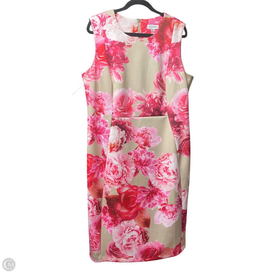 Dress Casual Short By Calvin Klein In Floral Print, Size: 18