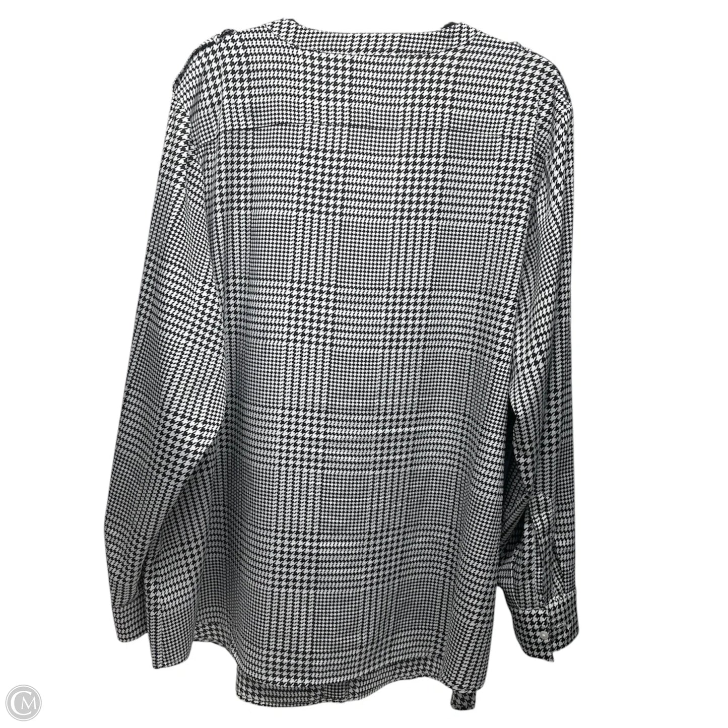 Blouse Long Sleeve By Calvin Klein In Black & White, Size: Xxl