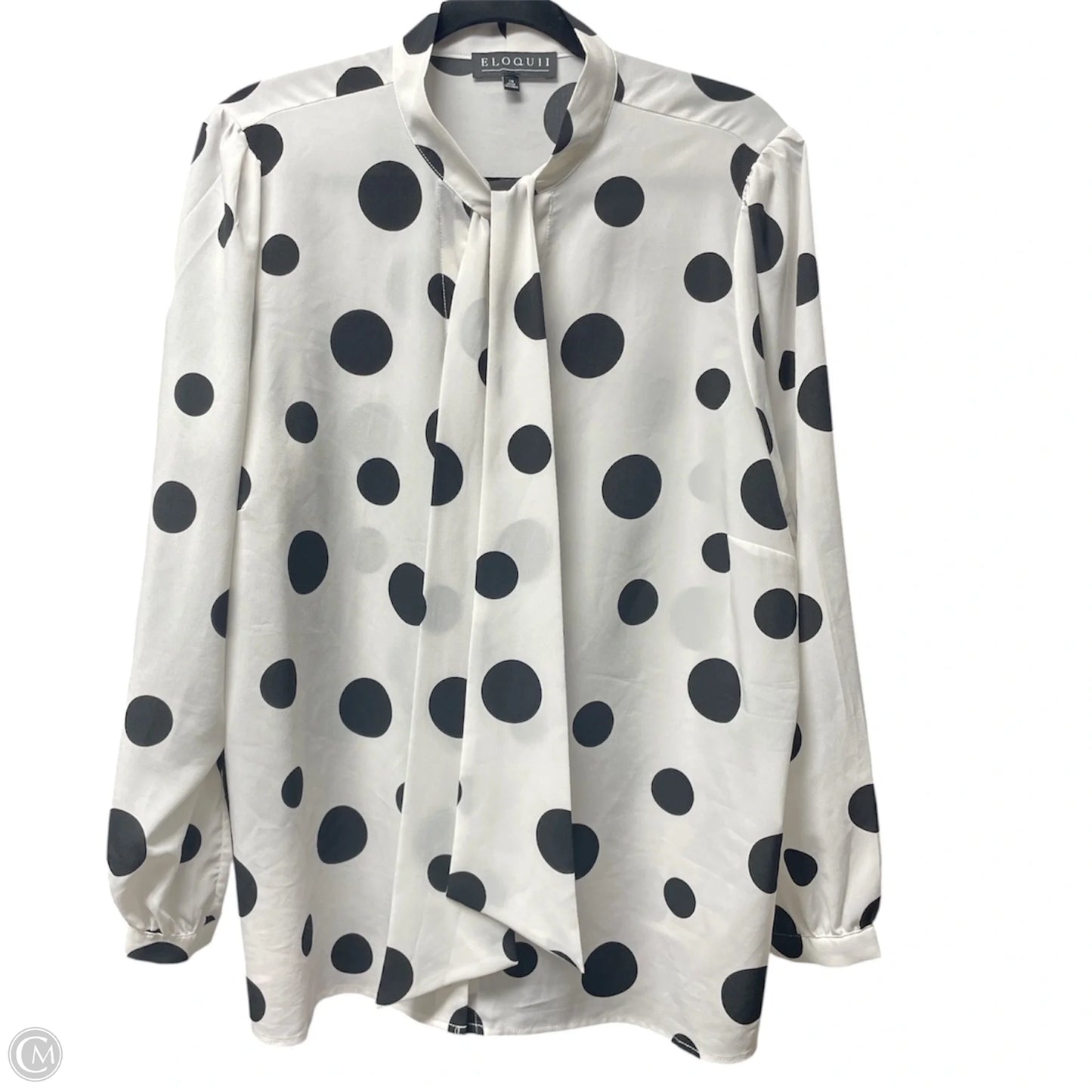Blouse Long Sleeve By Eloquii In Polkadot Pattern, Size: 2x