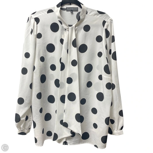 Blouse Long Sleeve By Eloquii In Polkadot Pattern, Size: 2x