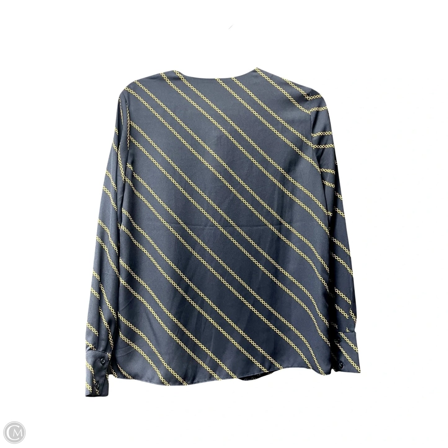 Blouse Long Sleeve By Banana Republic In Blue & Gold, Size: Xs