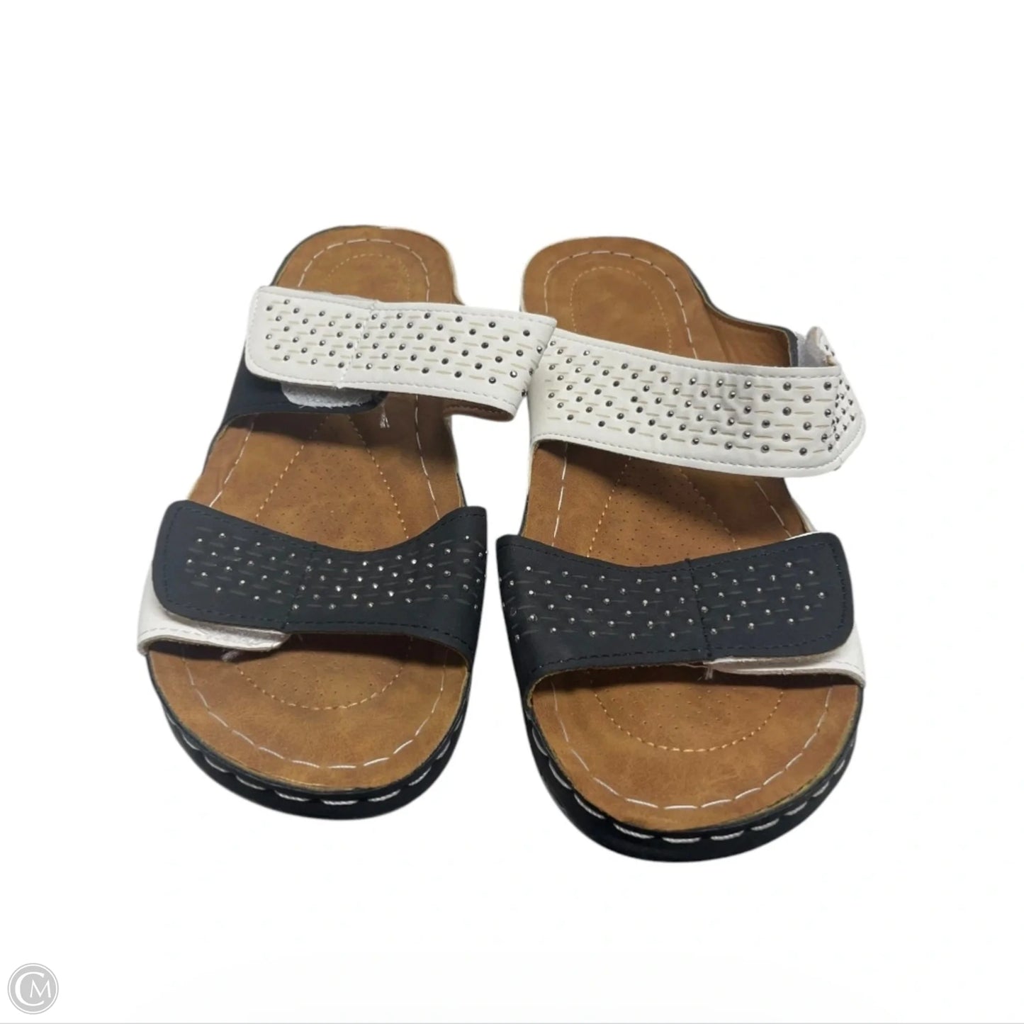 Sandals Heels Platform By Clothes Mentor In Black & White, Size: 8.5