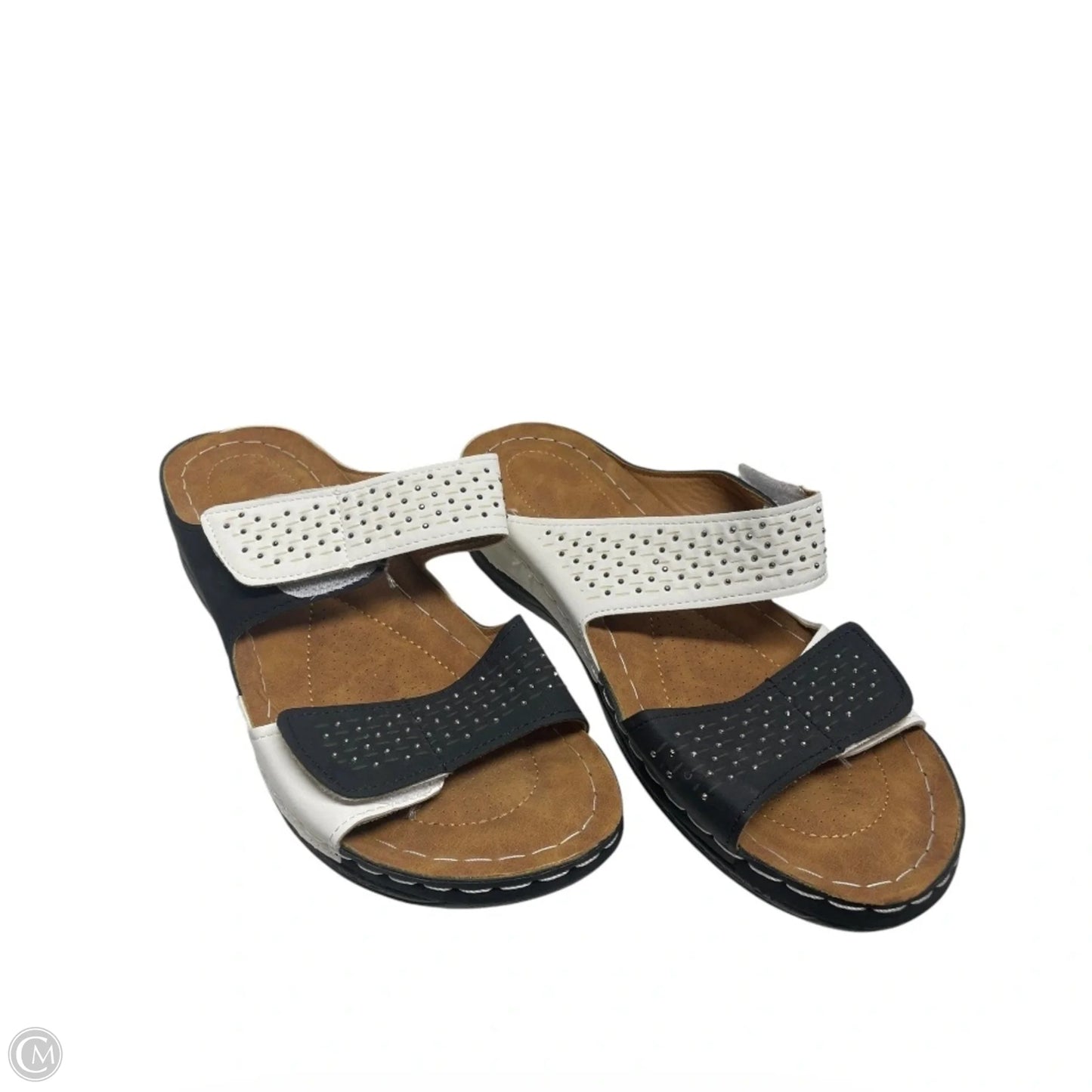 Sandals Heels Platform By Clothes Mentor In Black & White, Size: 8.5