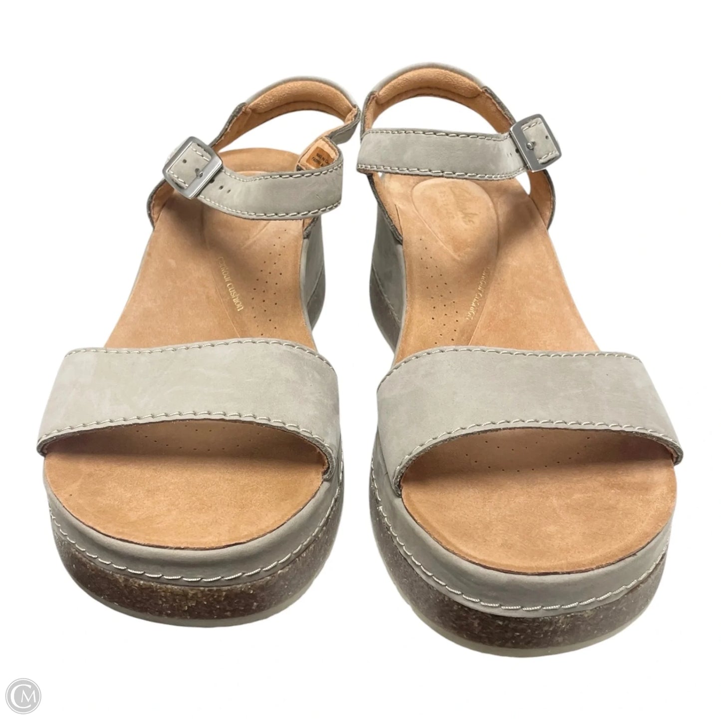 Sandals Heels Wedge By Clarks In Beige, Size: 7.5