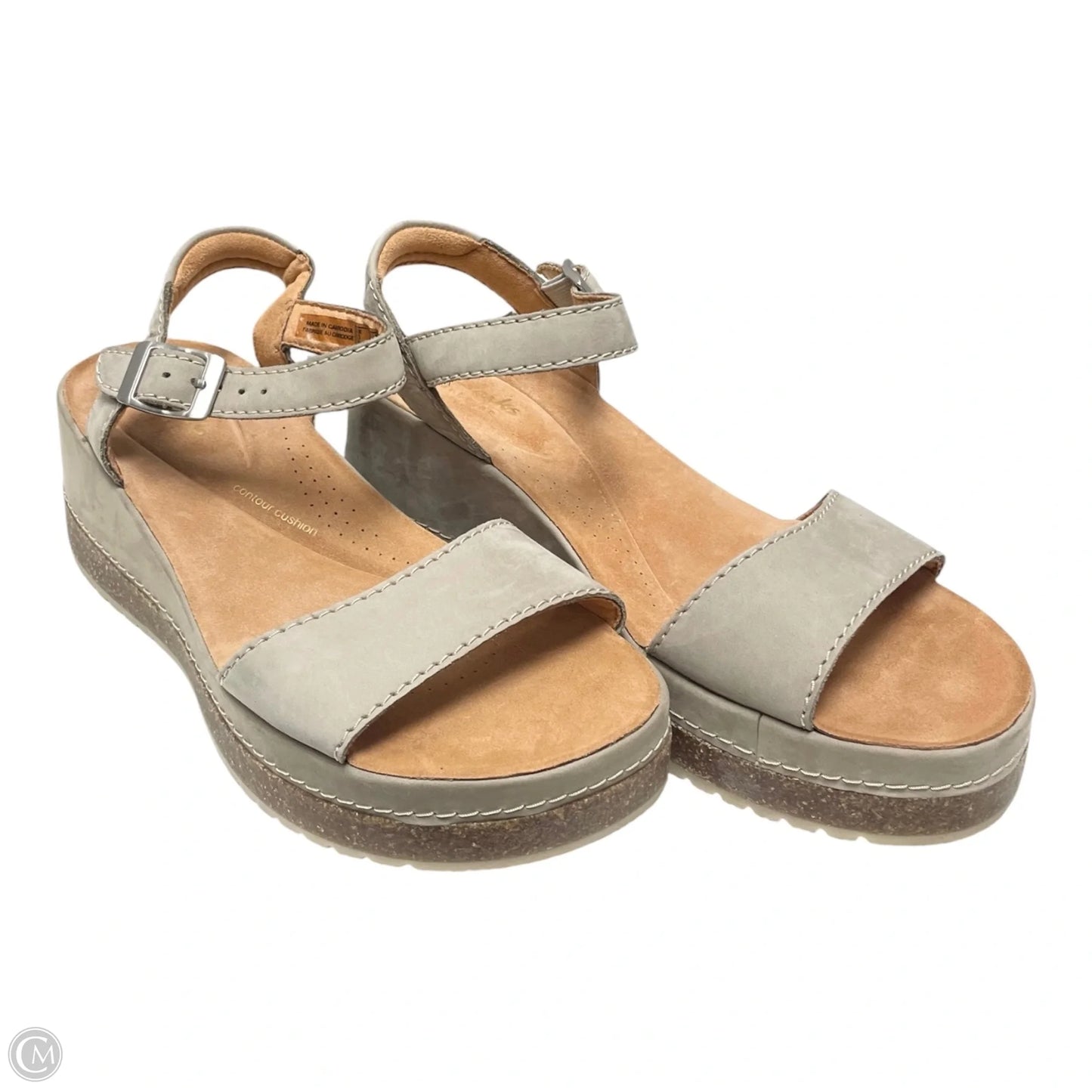 Sandals Heels Wedge By Clarks In Beige, Size: 7.5