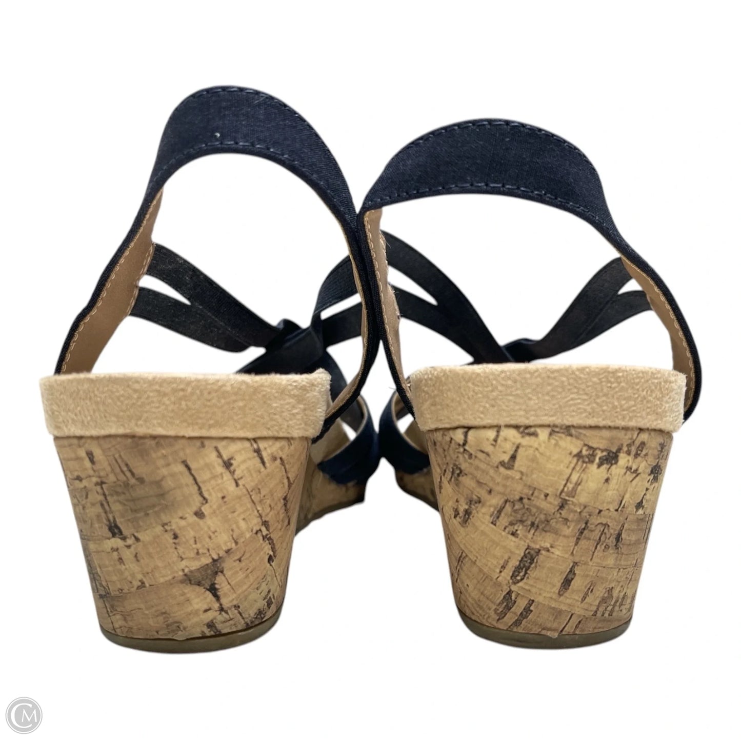 Sandals Heels Wedge By Life Stride In Navy, Size: 7.5
