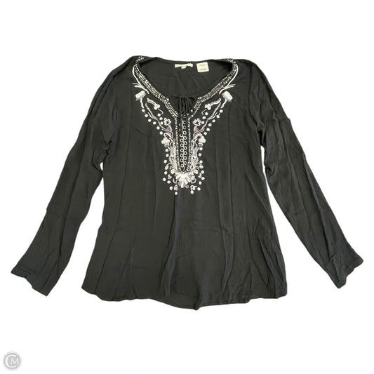 Blouse Long Sleeve By Clothes Mentor In Black, Size: L