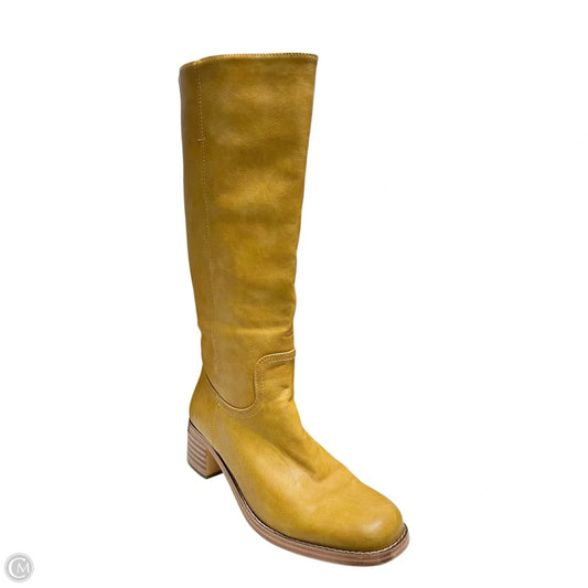 Boots Knee Heels By Clothes Mentor In Yellow, Size: 9.5