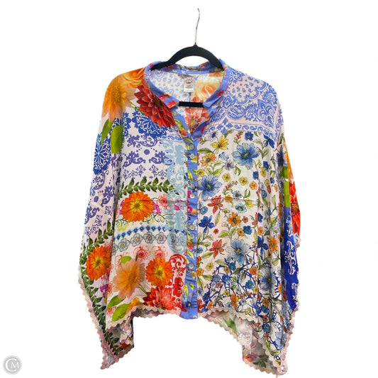 Blouse Short Sleeve By John Mark In Floral Print, Size: Xl