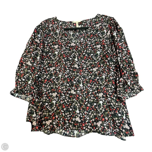 Blouse 3/4 Sleeve By Rebecca Taylor In Floral Print, Size: 8